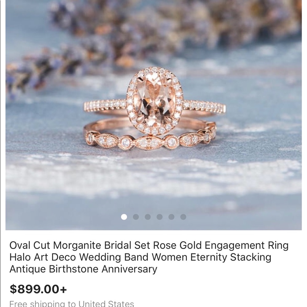 Rose gold morganite and diamond bridal set
